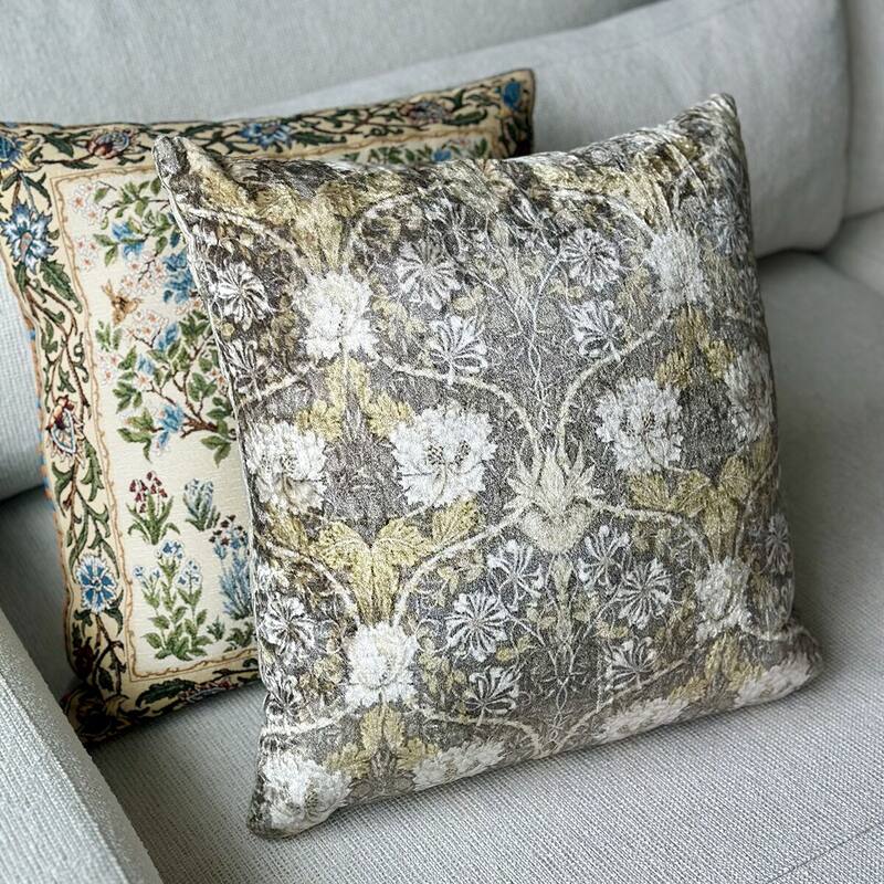 Monogram Velvet Embroidered Square Decorative Throw Pillow