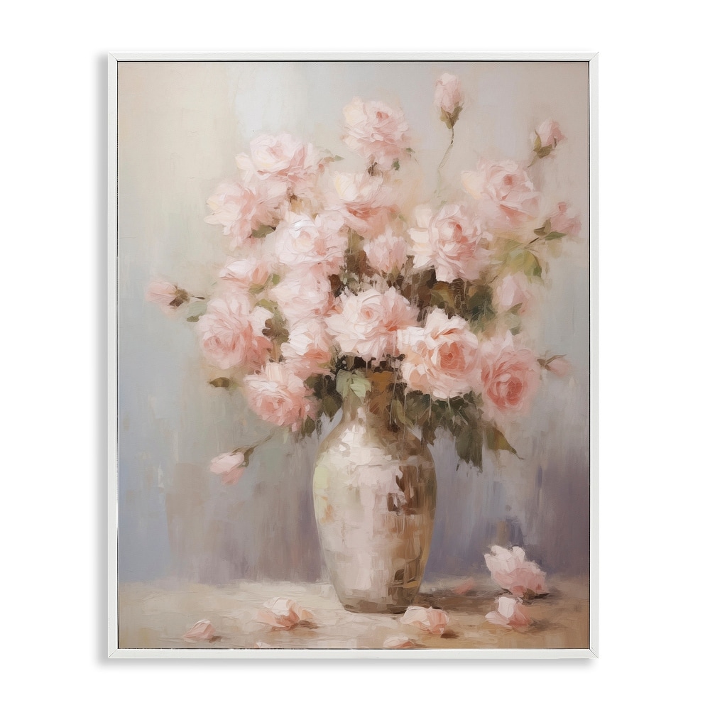 Stupell Vase of Soft Pink Roses Framed Giclee Art Design By Arlington Prints