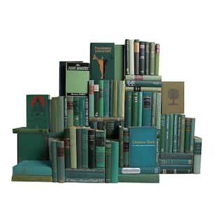 Books Green Decorative Accessories: Vintage Boxwood Book Wall, S/100