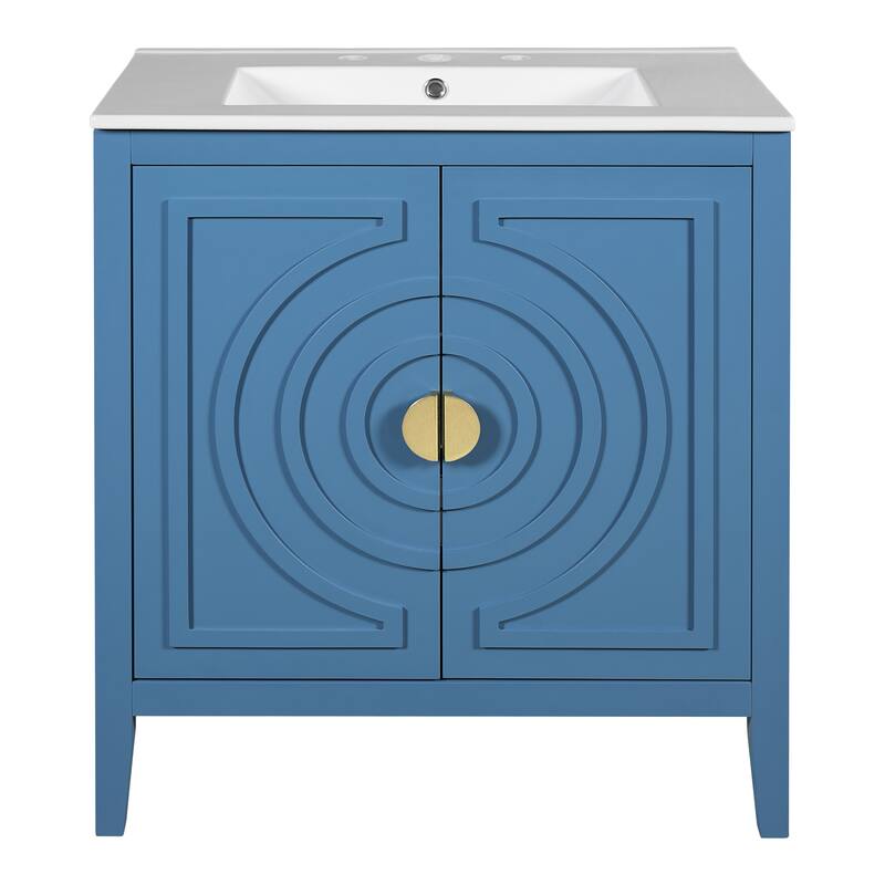 30" Bathroom Storage Cabinet with 2 Large Soft Closing Doors with Organizer, 1 Hided Drawer and Adjustable Shelf