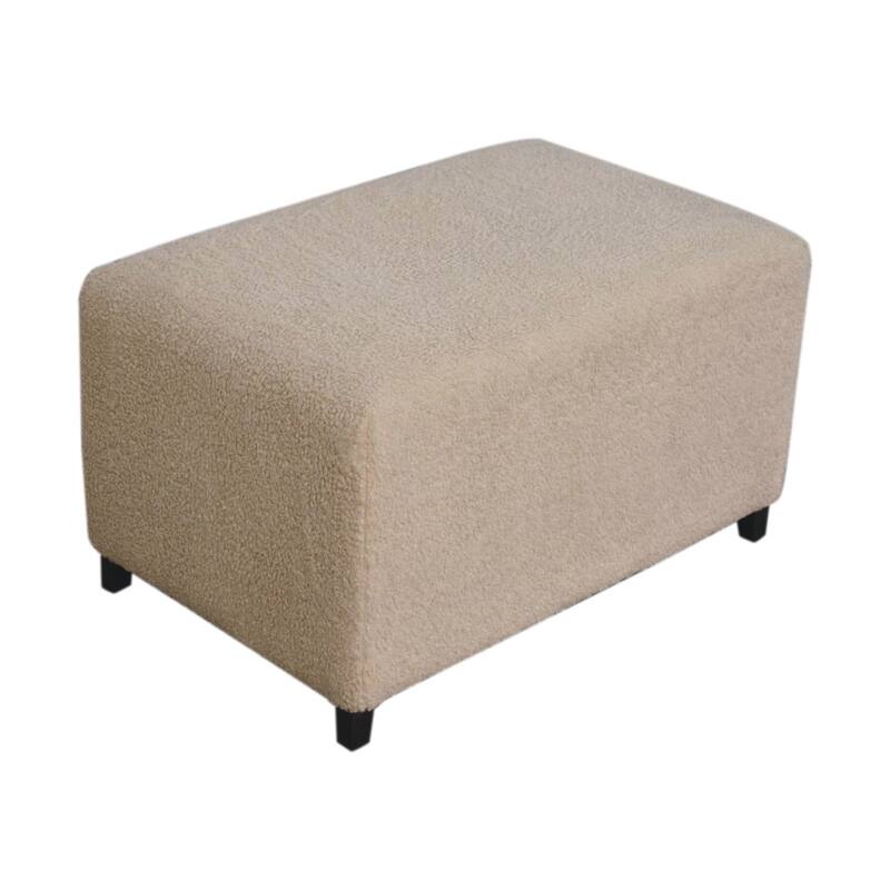 Artisan Furniture Solid Wood Bliss Cream Bouclé Ottoman