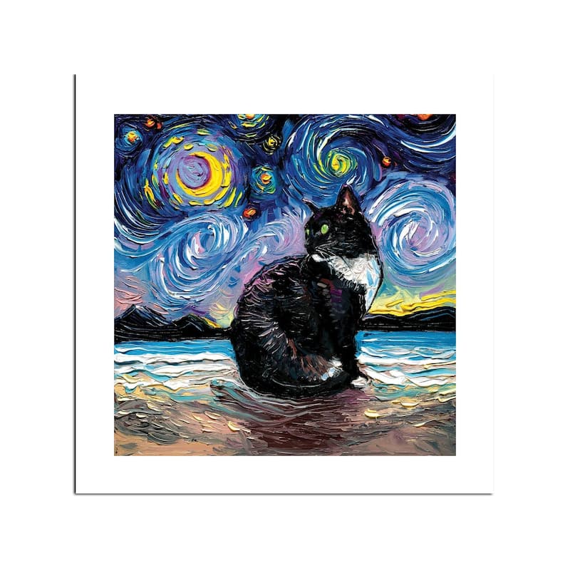 Green Eyed Tuxedo Cat Fine Art by Aja Trier - Multi