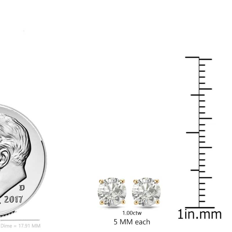Auriya 18k Gold 1ct TW Clarity-enhanced Diamond Stud Earrings (J-K, I2-I3)