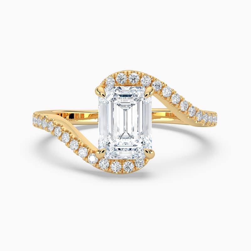 Auriya 14k Gold Emerald-cut Lab Grown Diamond Bypass Engagement Ring 1.00 to 5.00 ct. tw. (F-G, VS) - 4.00 carats - Yellow - 7