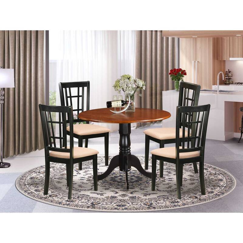 Retro Kitchen Table Set with 4 Chairs - Dining Room Table & Chairs Wood Set
