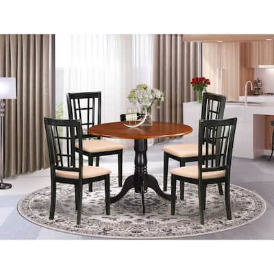 Retro Kitchen Table Set with 4 Chairs - Dining Room Table & Chairs Wood Set