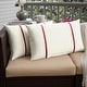 preview thumbnail 12 of 42, Sorra Home Sunbrella Outdoor Double Petite Flange Pillow Set of 2 16 in H x 16 in W x 6 in D - Sunbrella - Canvas Natural/Canvas Jockey Red