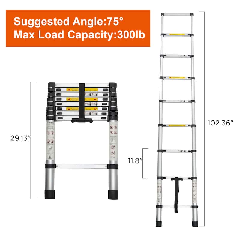 Aluminum Alloy Folding Ladder 8.5FT Telescopic Extension Ladder