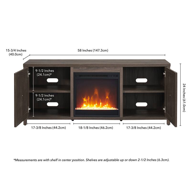 Granger 58" TV Stand with Crystal Fireplace Insert