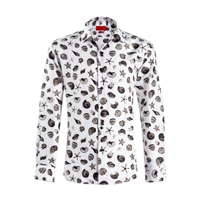 Elie Balleh Boys' Slim Fit Sea Shell Print Shirt