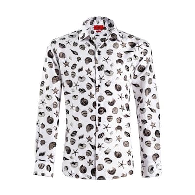 Elie Balleh Boys' Slim Fit Sea Shell Print Shirt