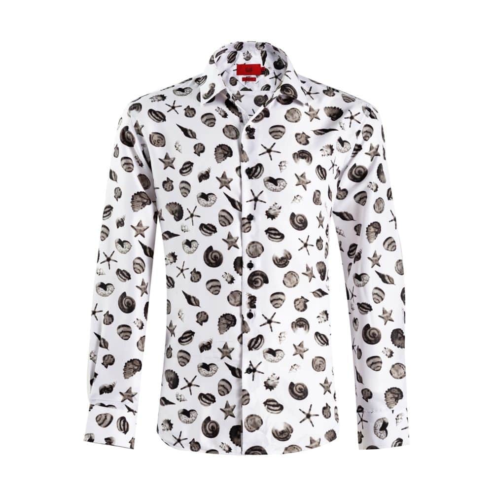 Elie Balleh Boys' Slim Fit Sea Shell Print Shirt