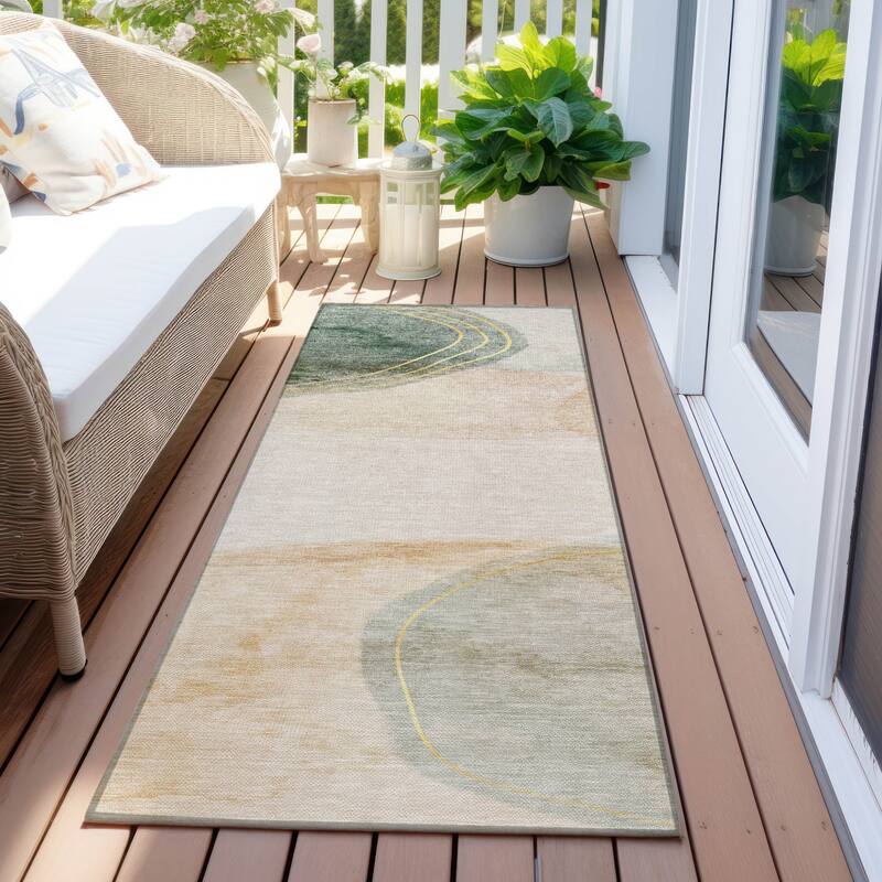 Belu Artistic Abstract Weather Resistant Timeless Fusion Outdoor Rug