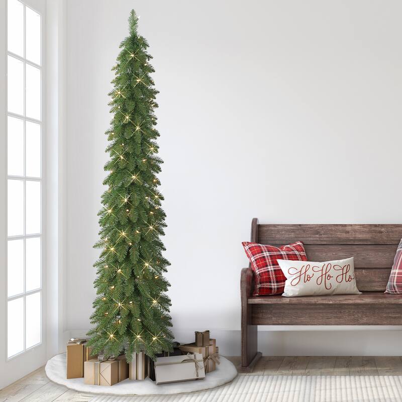 Puleo International 7 ft Pre-Lit Alpine Artificial Pencil Tree
