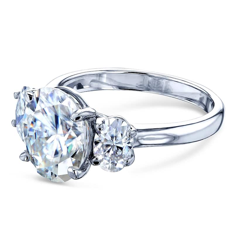 Kobelli 4 Carats Moissanite 14k Solid Gold Oval 3-Stone Plain Band Elena Engagement Ring