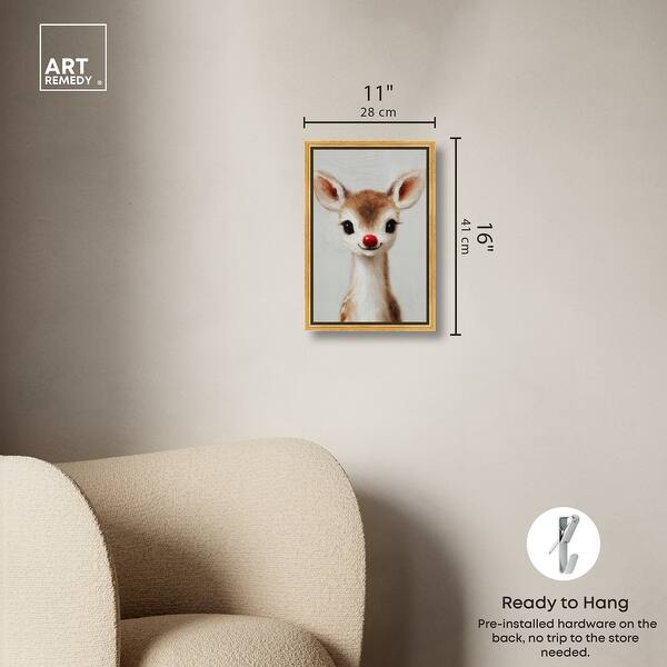 dimension image slide 18 of 24, Baby Rudolph Christmas Wall Decor Canvas Print by Art Remedy