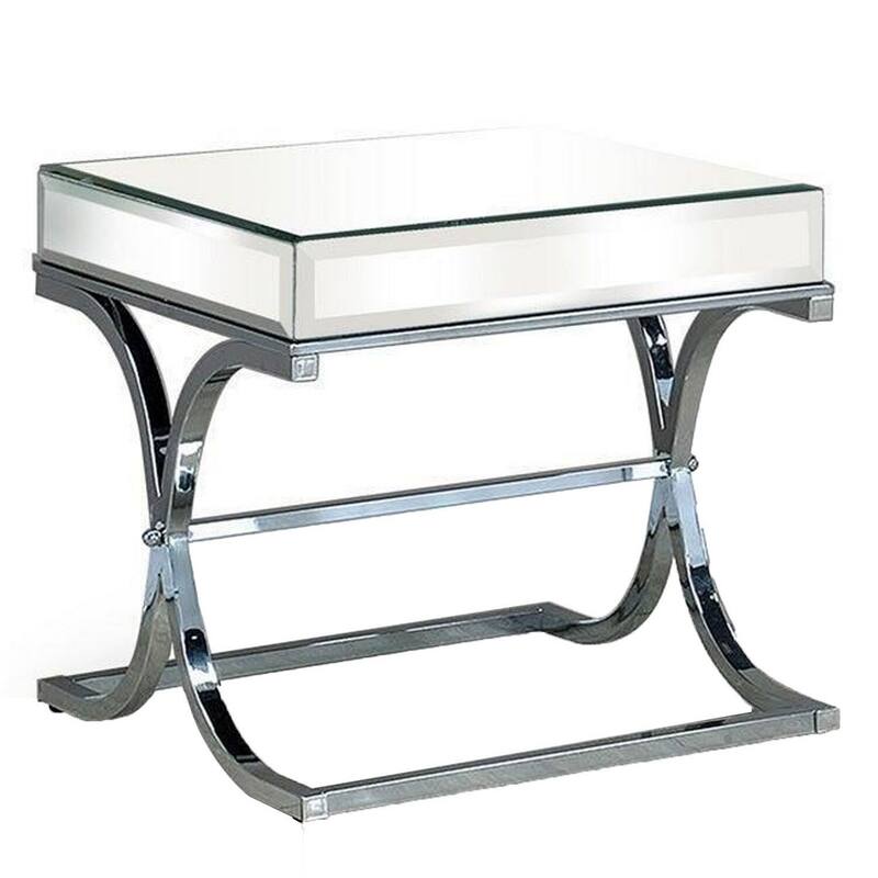 23.5 in. Silver and Chrome Square Metal End Table, Sturdy Build End Side Table for Living Rooms