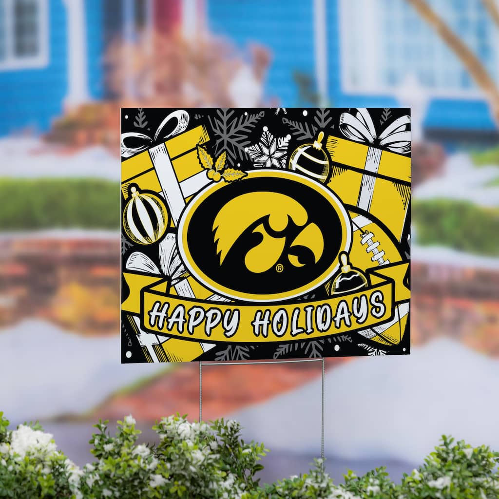 University of Iowa Yard Sign, Happy Holidays - 24" x 18"