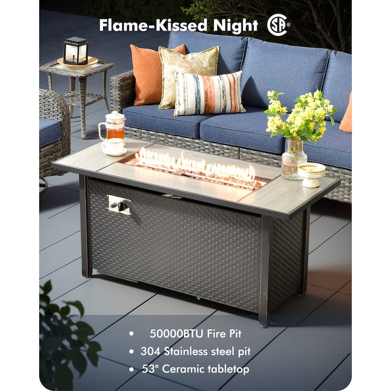 OVIOS 6 Pieces Patio Furniture Set with Fire Pit