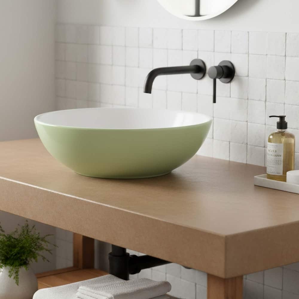 Fine Fixtures 16 inch Round Ceramic Vessel Bathroom Sink