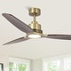 preview thumbnail 1 of 18, Parrot Uncle 56" Transitional Brass Solid Wood Diammable Ceiling Fan with Light and Remote