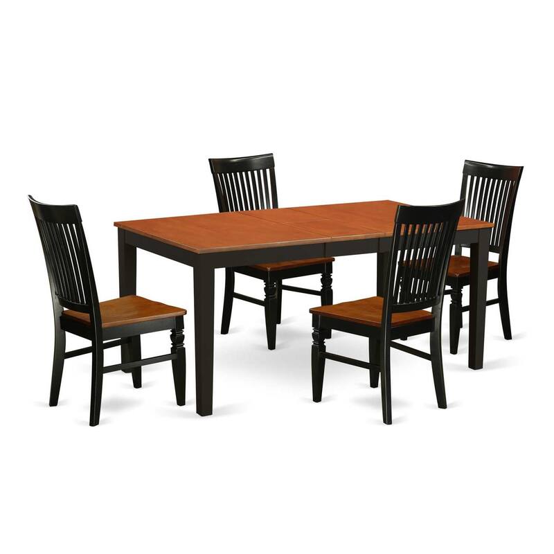5-Piece Black and Cherry Finish Solid Wood Top - Dining Room Set - Seats 4