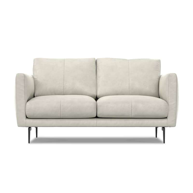 WYNDENHALL Danbury 60 inch Wide Genuine Leather Loveseat Sofa