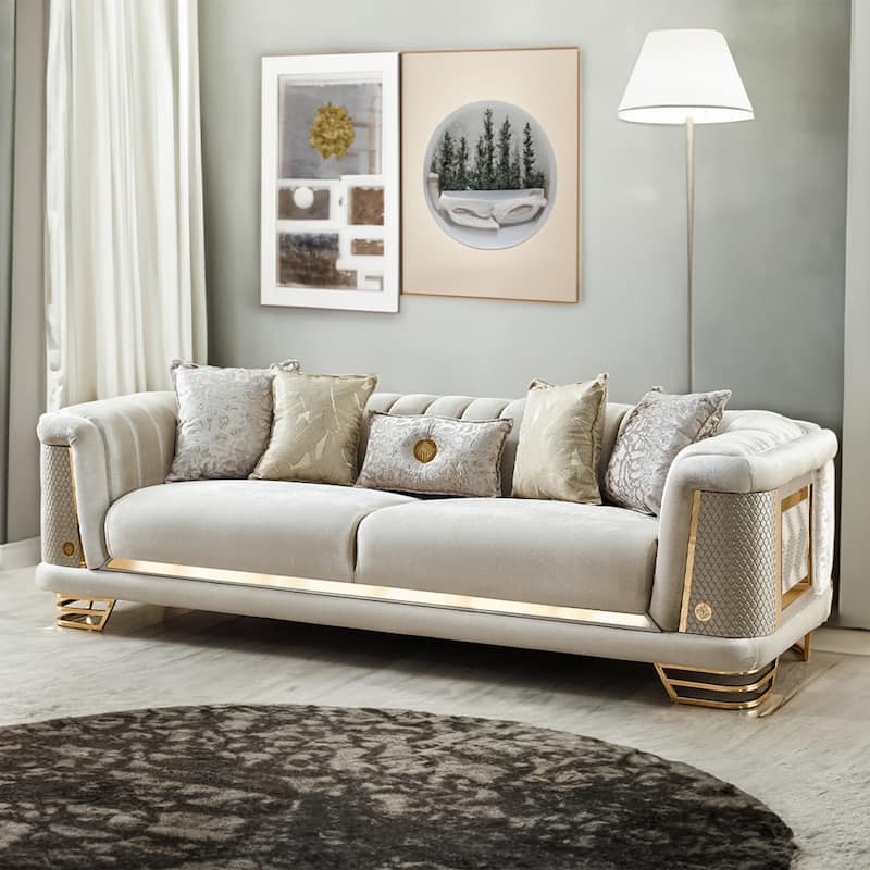 Renillo Modern Upholstered 98'' Velvet Pillow Back