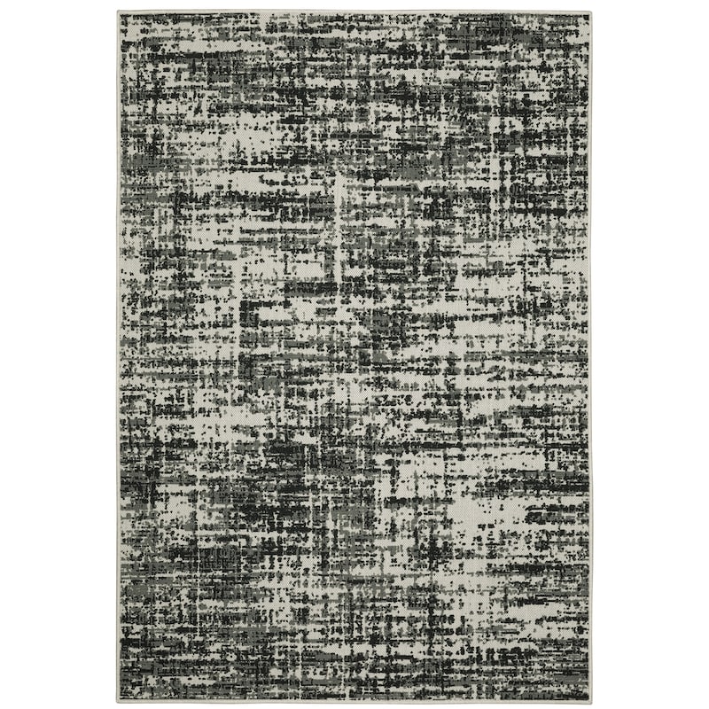 Vista Home Talcot Distressed Abstract Black Indoor-Outdoor Area Rug