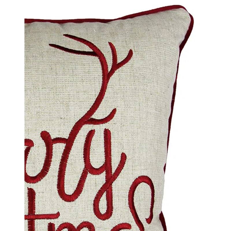 Merry Christmas and Happy New Year Throw Pillow - 20x20 Linen Look with Gold Accents and Insert