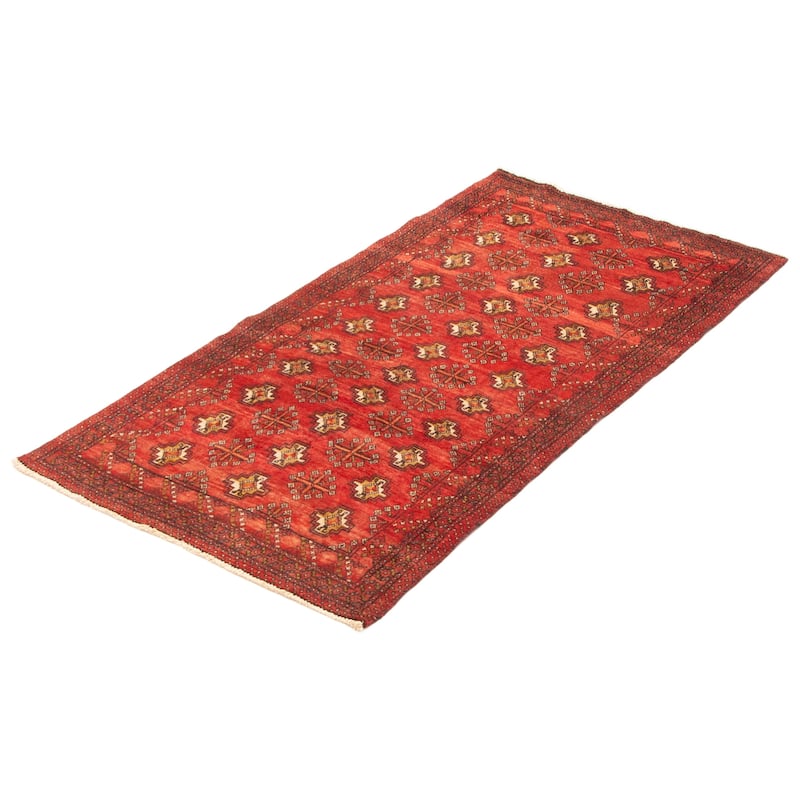 ECARPETGALLERY Hand-knotted Teimani Red Wool Rug - 3'3 x 6'3