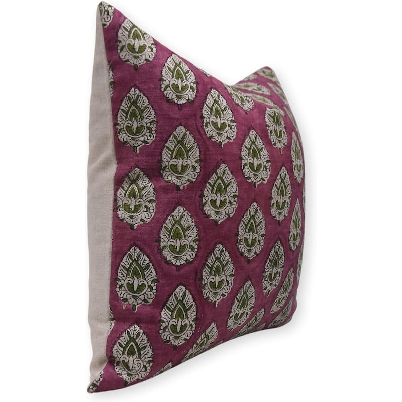 Fabdivine Linen Boho Block print pillow Cover