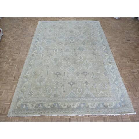 Hand Knotted Beige Oushak with Wool Oriental Rug (10'3" x 13'6") - 10'3" x 13'6"