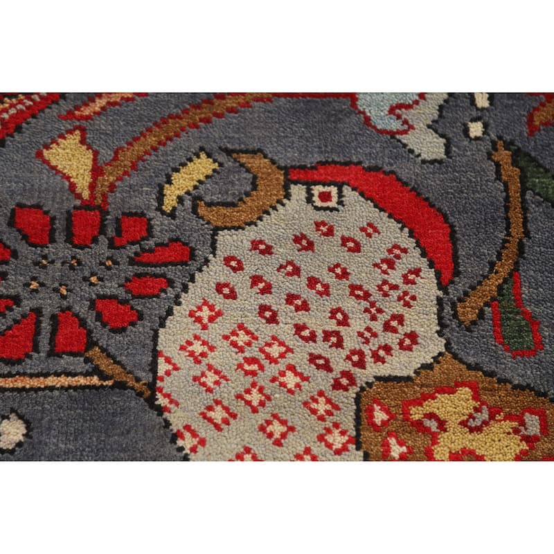Hand Knotted Oriental 100% Wool Carpet Traditional All-Over Greys & Charcoal Ziegler Area Rug - 13' 11'' X 10' 1''