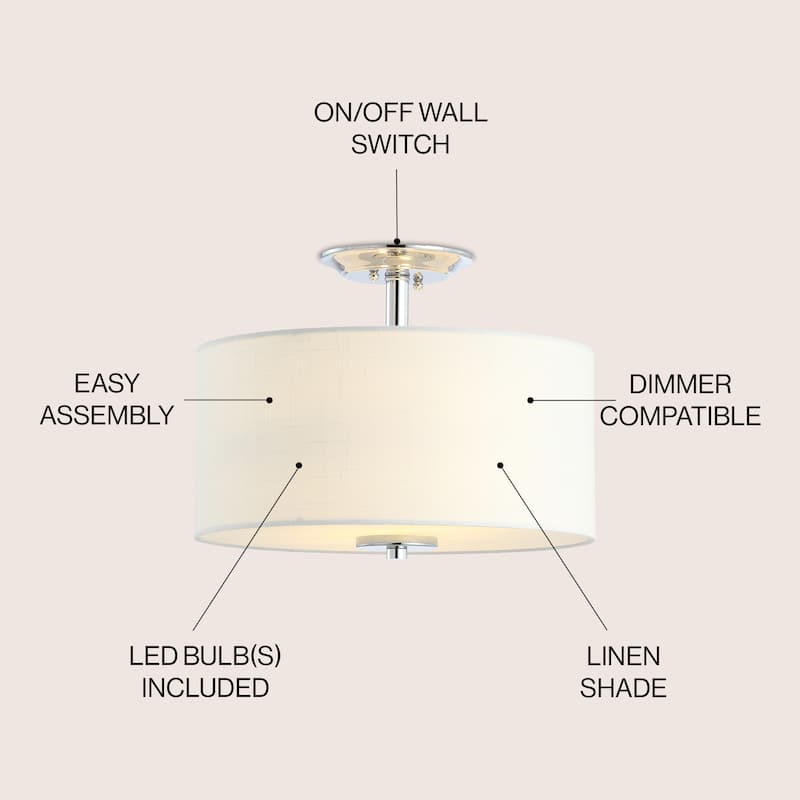 David 15" Metal LED Semi-Flush Mount, Oil Rubbed Bronze/White by JONATHAN Y