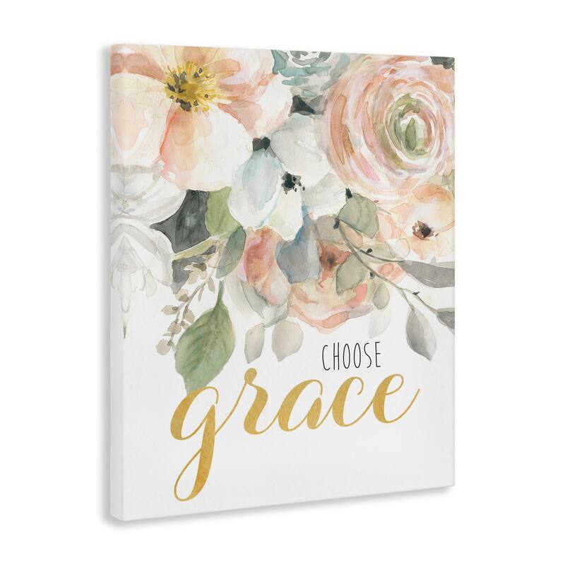 Stupell Choose Grace on Florals Canvas Wall Art Design By Carol Robinson