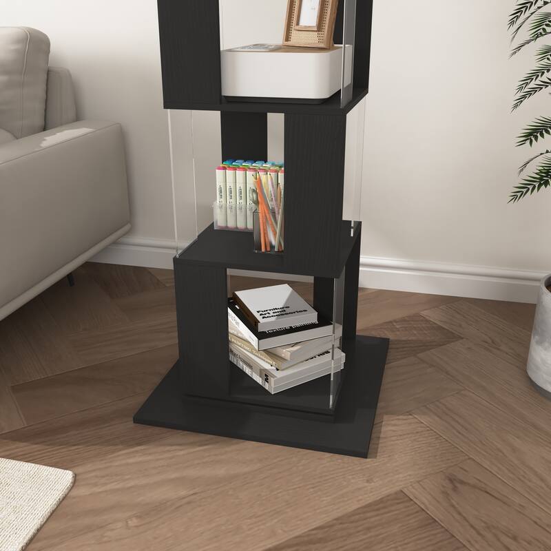 5 tier Rotating Bookshelf, Modern Floor Rack Simple Bookcase
