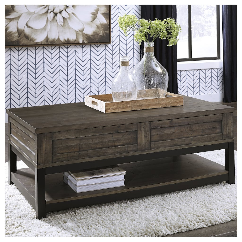 Johurst Grayish Brown Casual Rectangular Lift Top Cocktail Table