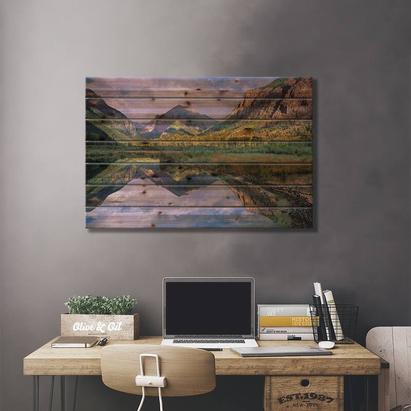 Handies Peak Reflected In Beaver Pond, Maroon Bells-Snowmass Wilderness Area, Colorado Print On Wood by Tim Fitzharris