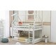 preview thumbnail 4 of 13, Twin over Twin Low Bunk Bed, House Bed with Ladder , White