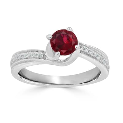 Auriya Modern 5/8ct Ruby 1/7ctw Diamond Engagement Ring 14K Gold