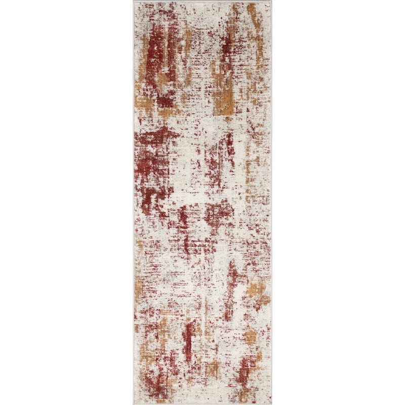 Noori Rug Louis Darcy Abstract Area Rug - 2'1" x 6'0" - Ivory/Red