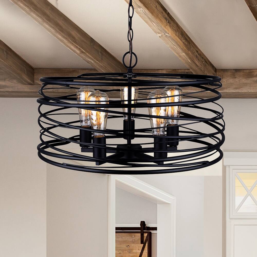 Ryland 5 Light Pendant, Black Finish