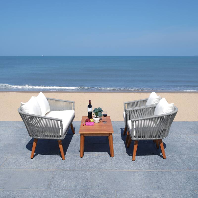 SAFAVIEH Outdoor Erinka 4-Piece Living Set - 55W x 30D x 28H