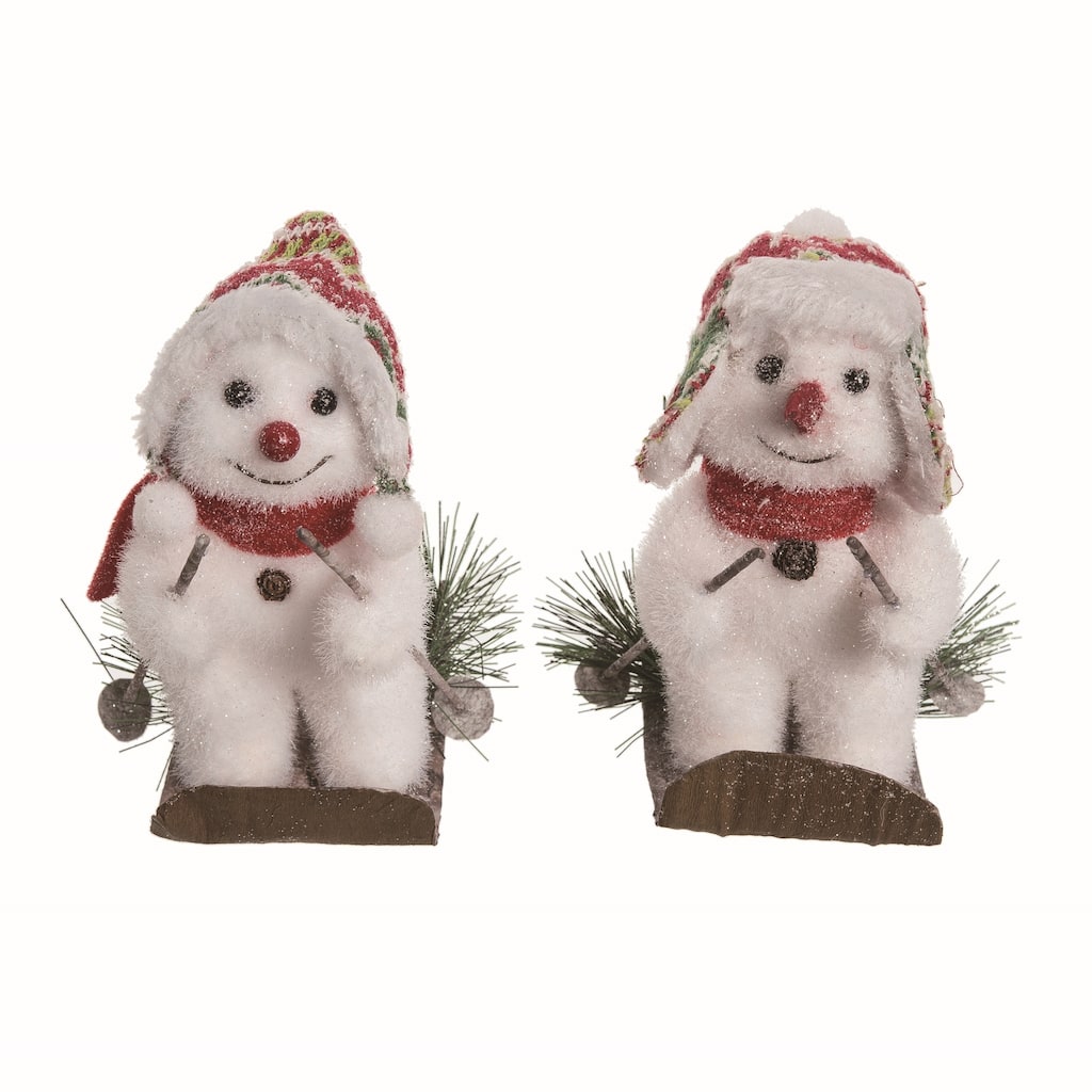 Transpac Foam Cute Sledding Snowman Set of 2 Christmas Home Decorations