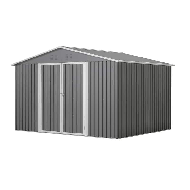 GDFStudio - Evelyn Spacious Outdoor Waterproof Tool Storage Shed with Durable Metal Frame