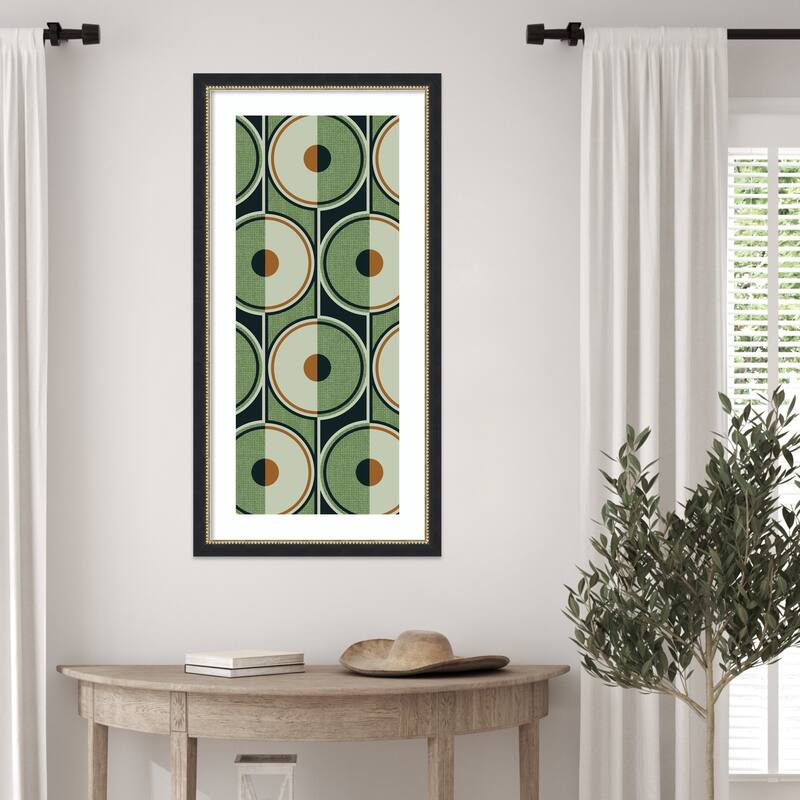 Retro Circles Green by Alexandra Weise Wood Framed Wall Art Print