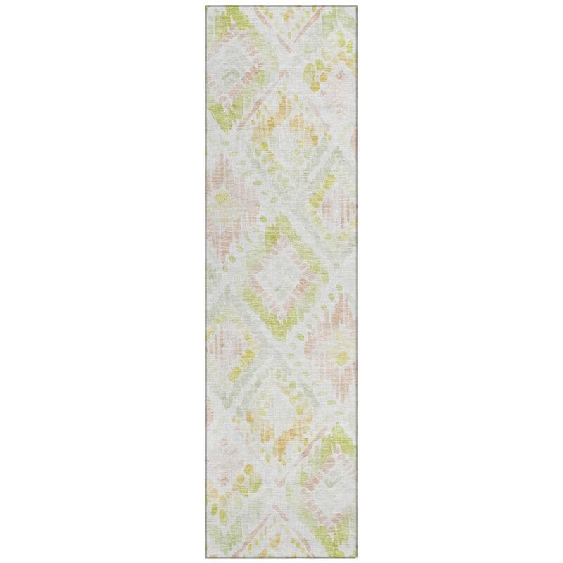Machine Washable Indoor/ Outdoor Boho Brushstrokes Chantille Rug