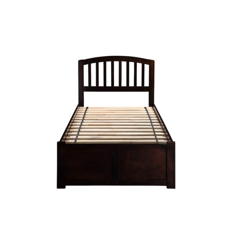 Platform Bed with Trundle - Twin Size, Modern Design, Space Saving, Home Bedroom Furniture