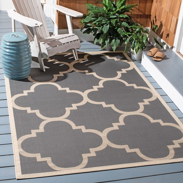 slide 2 of 102, SAFAVIEH Courtyard Maryanne Indoor/ Outdoor Waterproof Patio Backyard Rug 5'3" x 7'7" - Grey/Beige